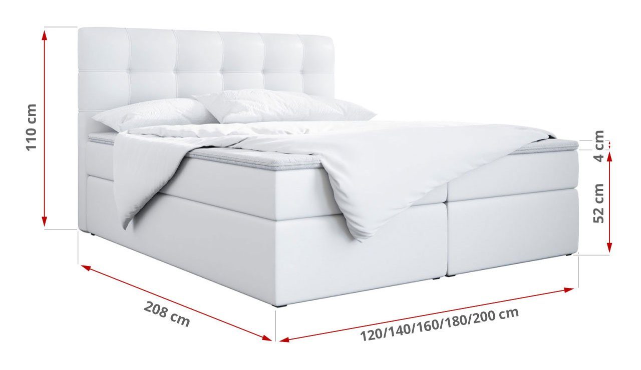 MKS MÖBEL Boxspringbett TOP 1, mit Bettkasten, Doppelbett mit Multipocket-Matratze und Topper