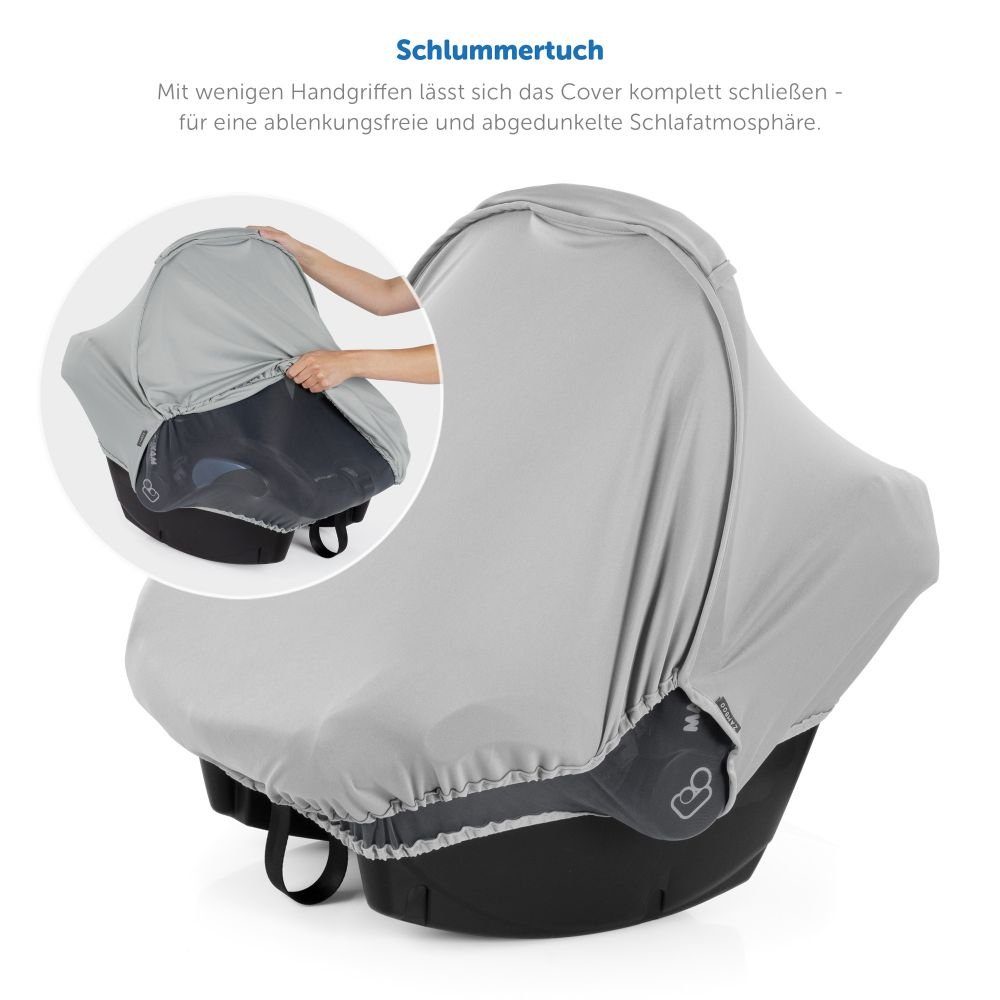 Zamboo Babyschale 3in1 Verdeck - Grau, Sonnenschutz für Babyschale & Maxi Cosi, Insektenschutz, Schlummerverdeck