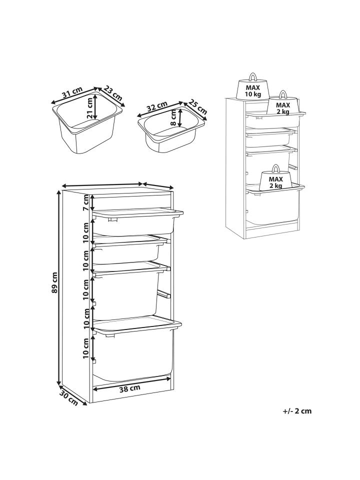 Beliani Kommode TOBIN in Weiß - (W) 42 x (H) 89 x (L) 30 cm günstig kaufen onesize