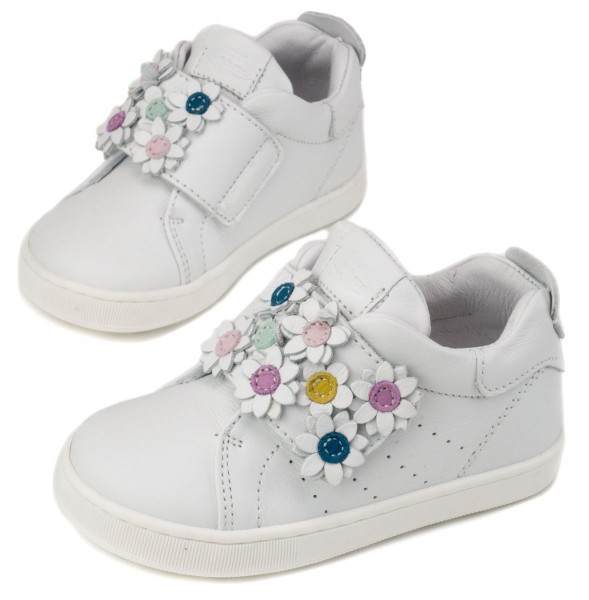 Balducci ~ Klettschuh Blumen Leder ~ Weiss