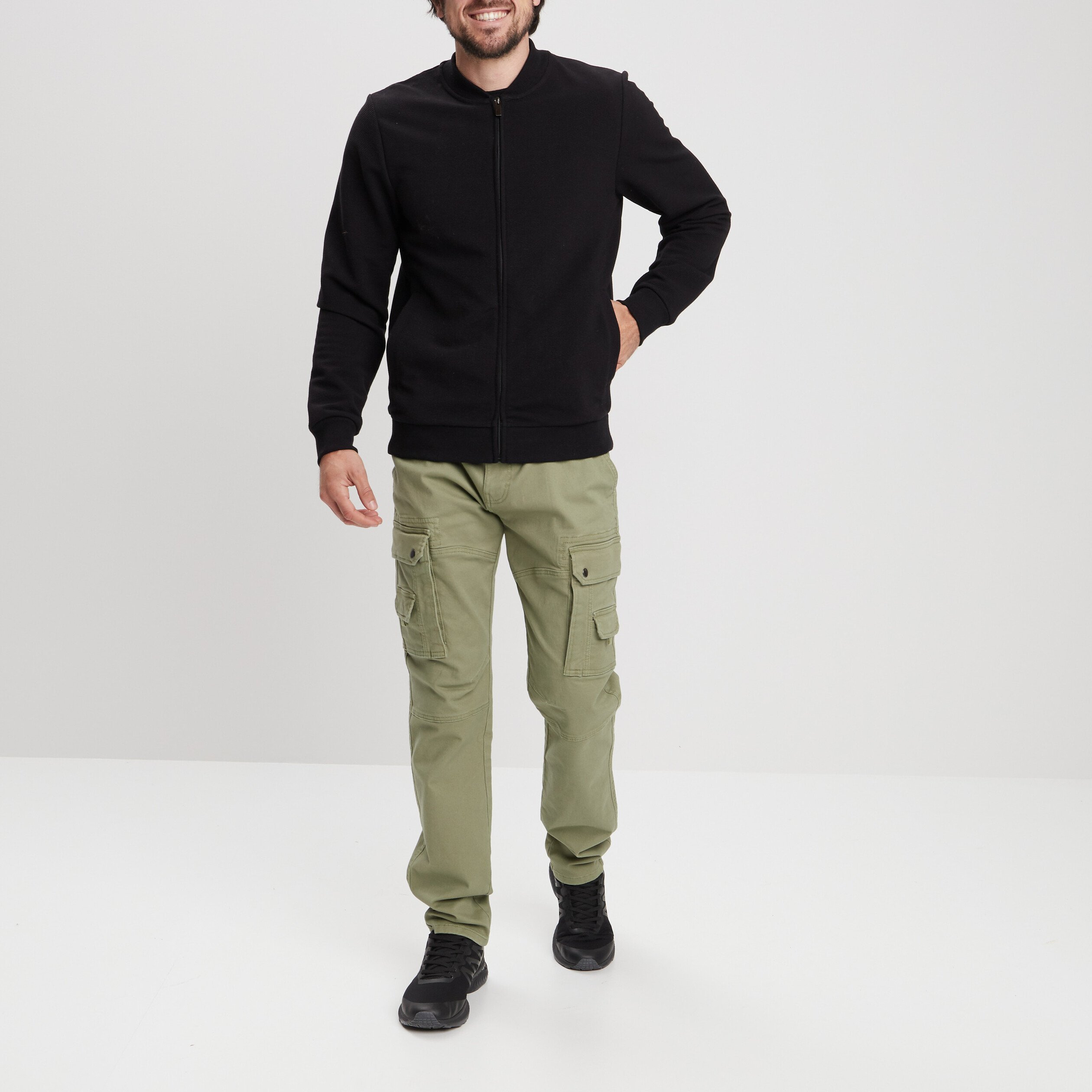 Gilet manches longues zippé noir homme | La Halle