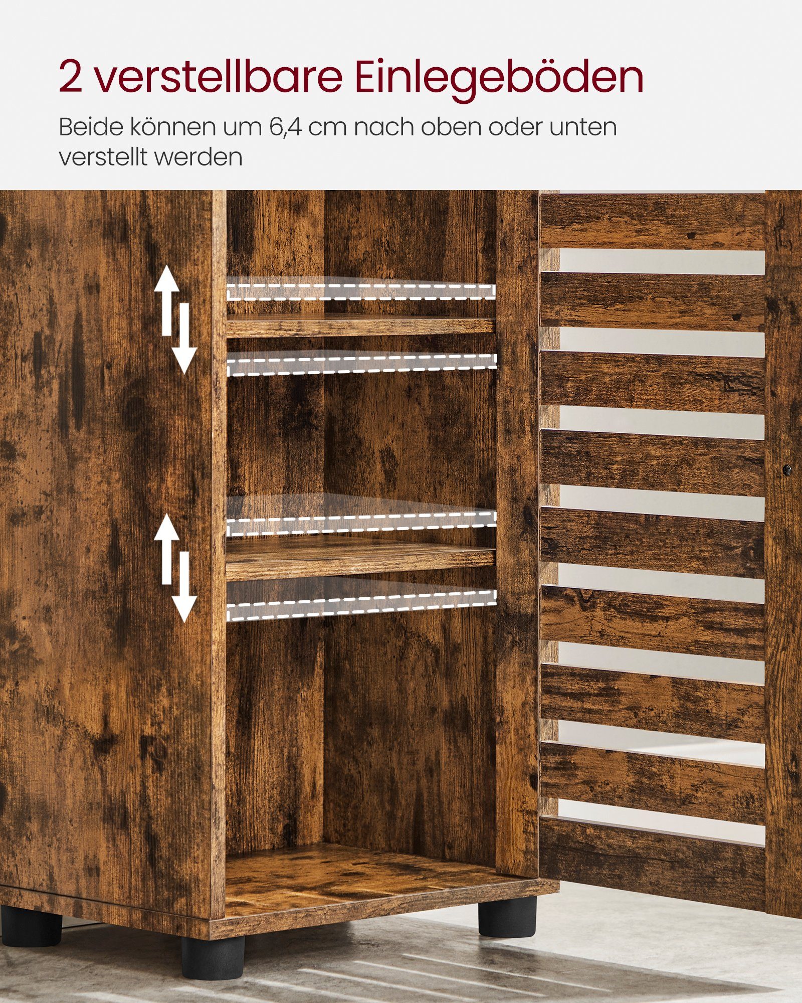 VASAGLE Badkommode, Badezimmerschrank, Hochschrank, verstellbare Einlegeböden