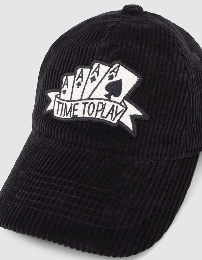 Casquette noire velours côtelé badge as garçon