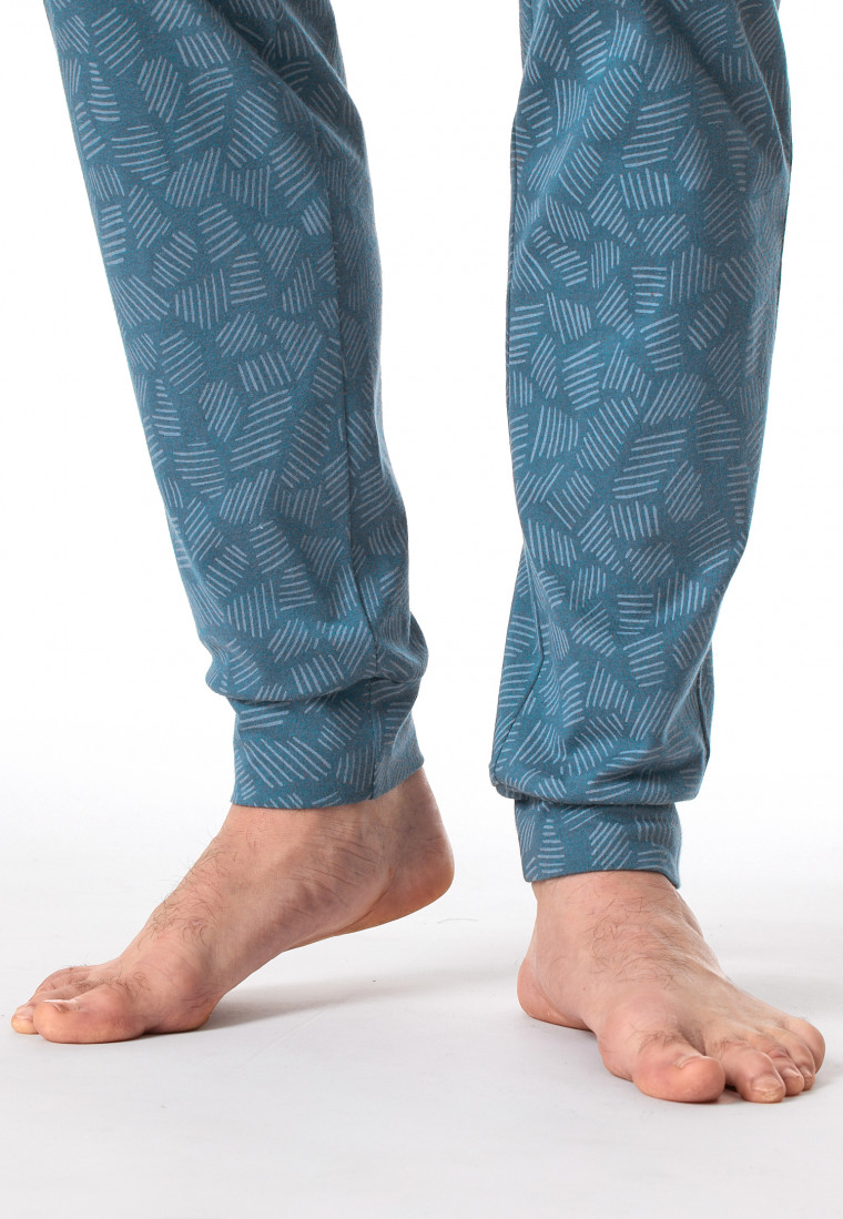 Hose lang Jersey Bündchen jeansblau gemustert - Mix+Relax