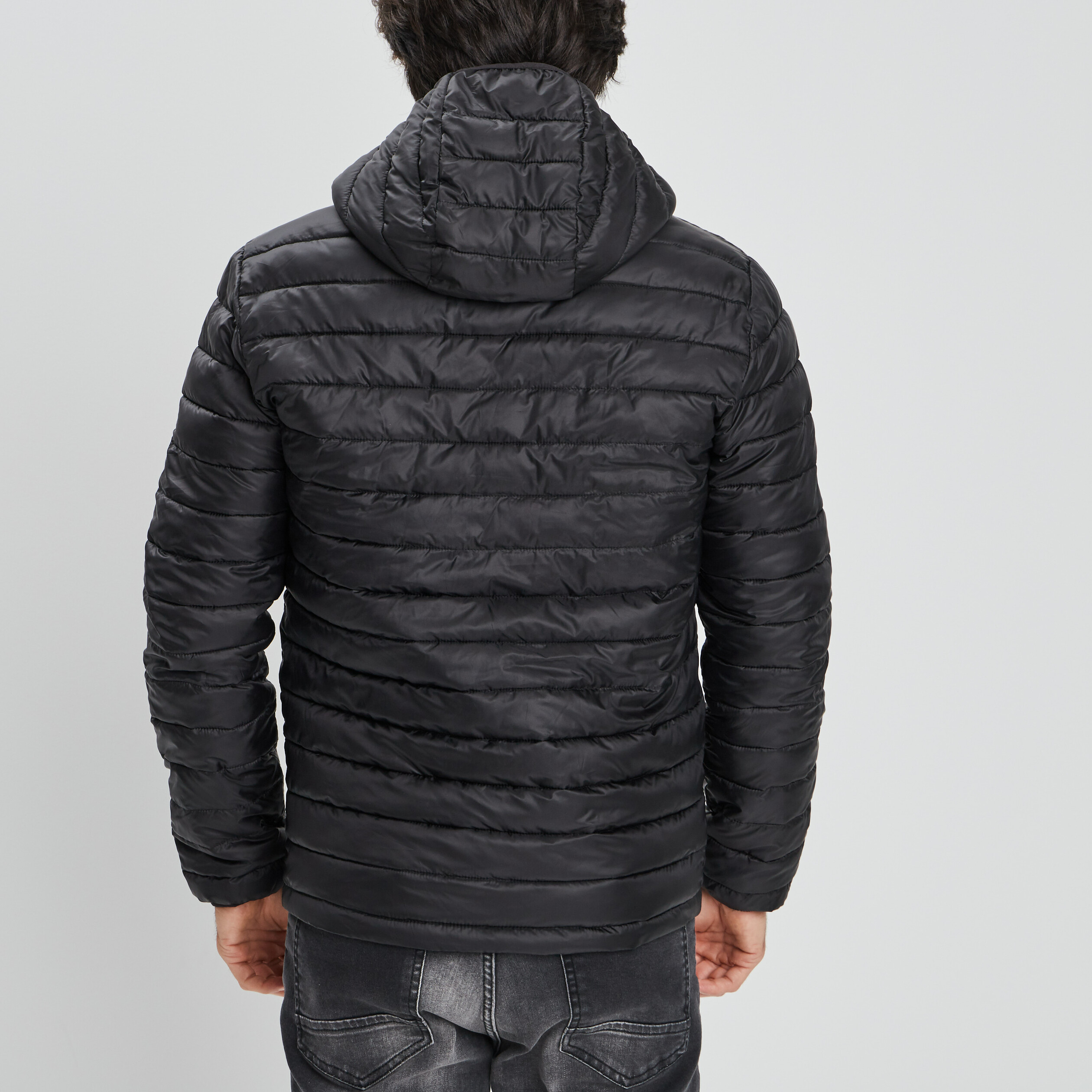 Doudoune légère droite à capuche noir homme | La Halle