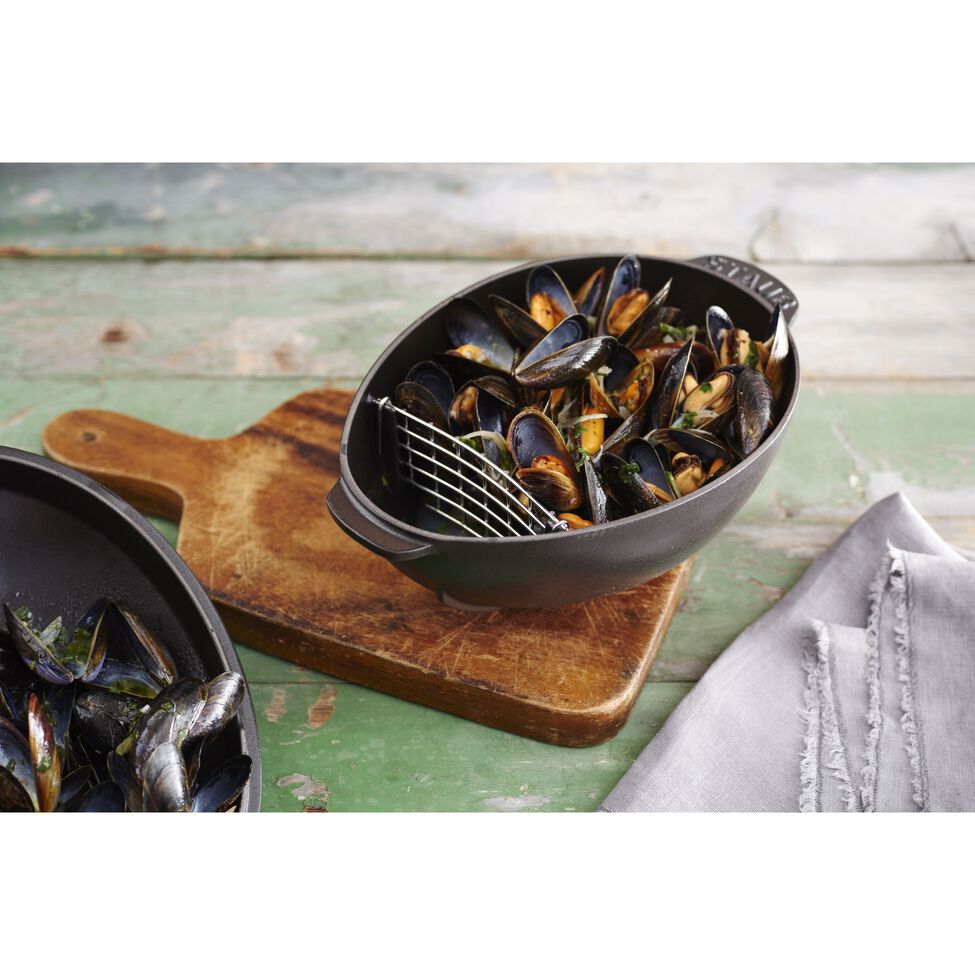 Muscheltopf 25 cm, Gusseisen, Schwarz