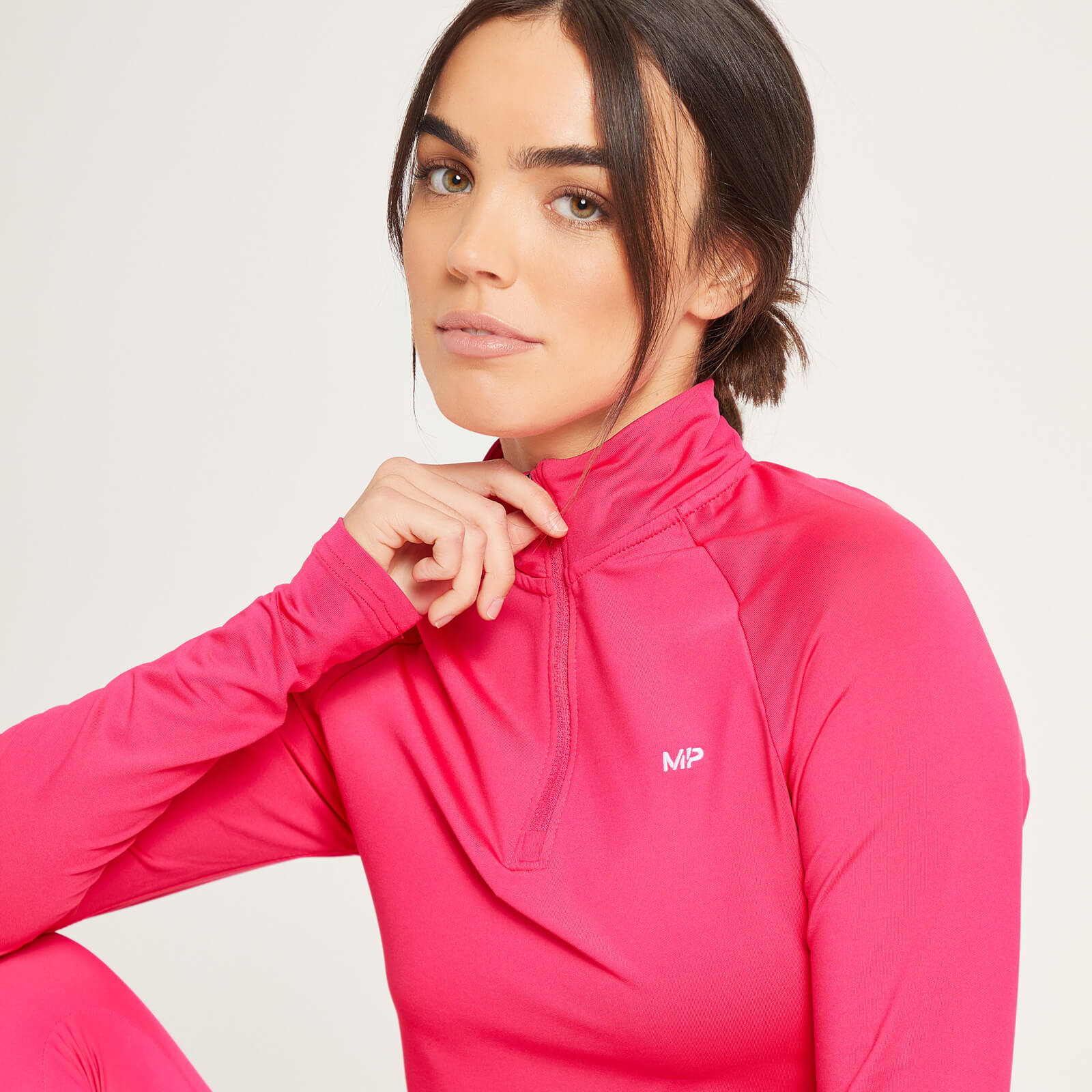 Haut d’entraînement à fermeture éclair ¼ coupe slim MP pour femmes – Magenta