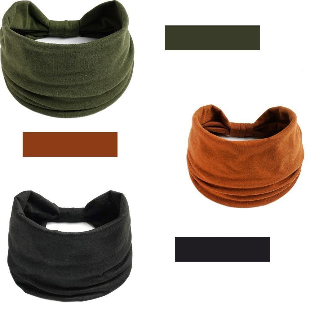 YYV Haarband Stirnbänder Damen Frauen Breites Haarband,3 Stück Einfarbig Sport Yoga, 3-tlg., Kopfwickel Haarbänder Elastische Haarbänder für Frauen