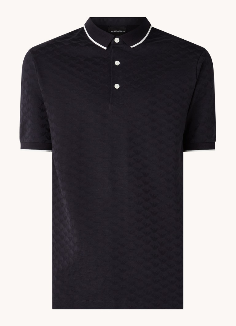 Emporio Armani Essential regulāras piegriezuma polo krekls ar adītu rakstu un logotipu