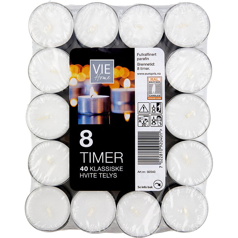 Vie Home Telys 40-pk 8 timer alukopp