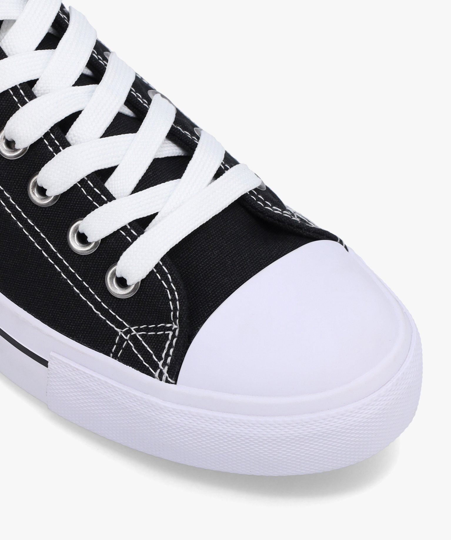 Baskets femme en toile à bout renforcé fermeture lacets noir | GEMO