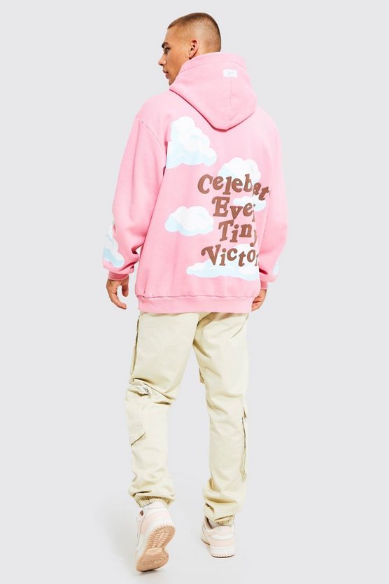 Oversize Hoodie mit Skelett-Print