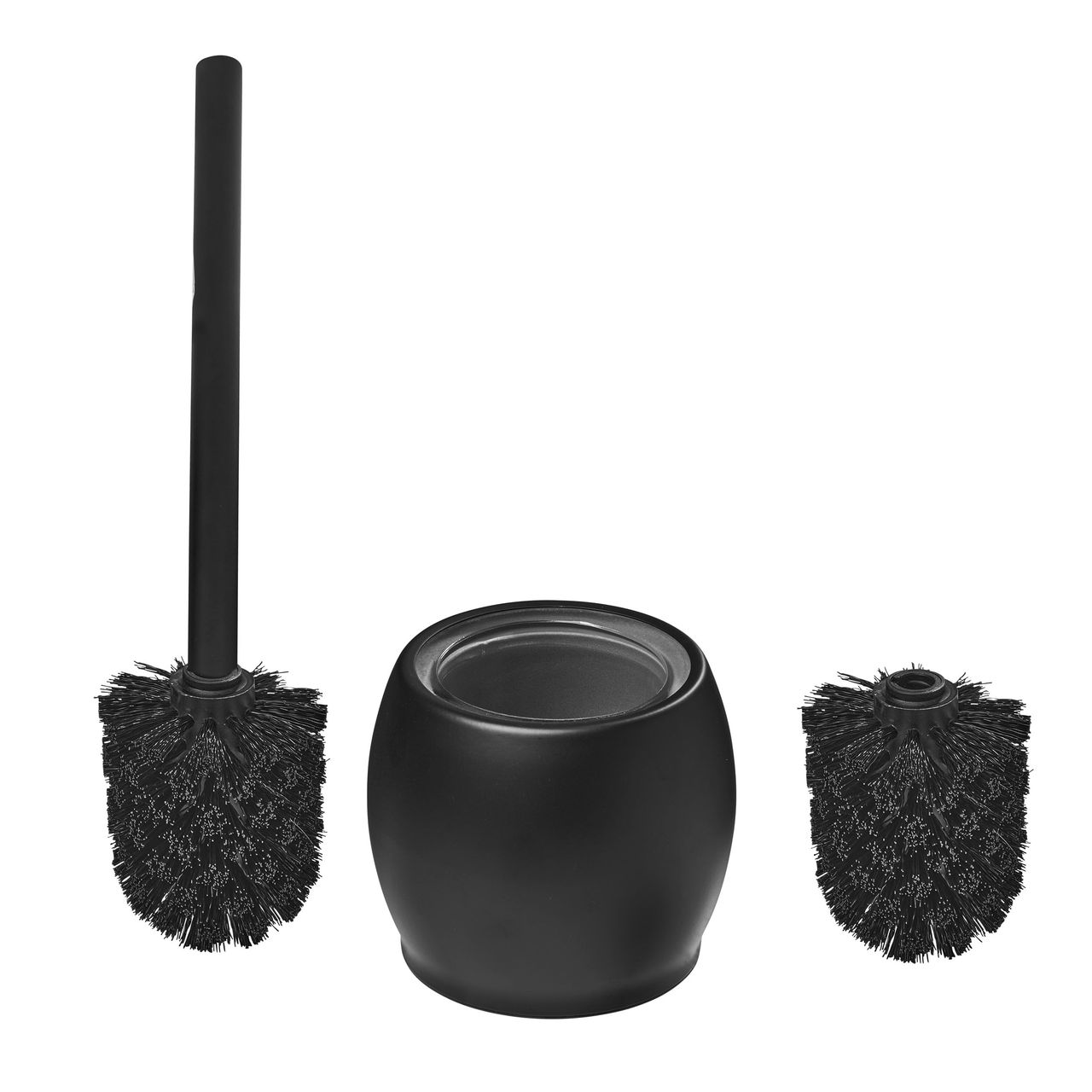 Weles Toilettenbürse mit Edelstahlvase - rund von AMARE - schwarz