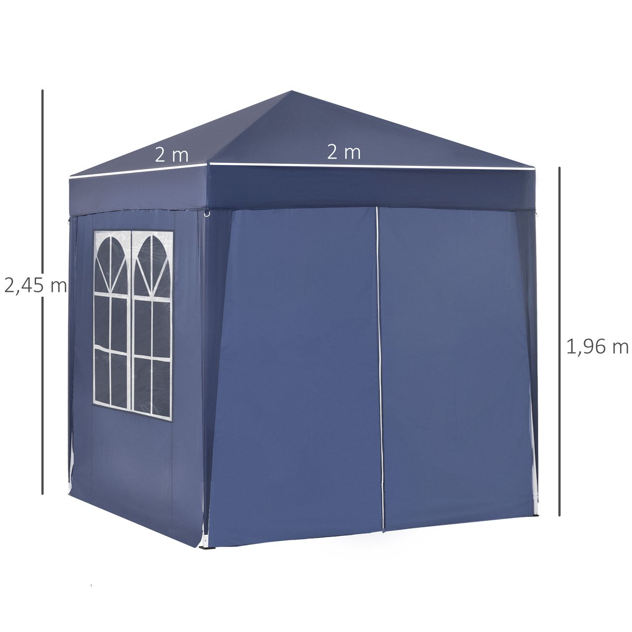 Outsunny Pavillon 2x2m Faltpavillon 4 Seitenwände mit Fenster Tragetasche Stahl