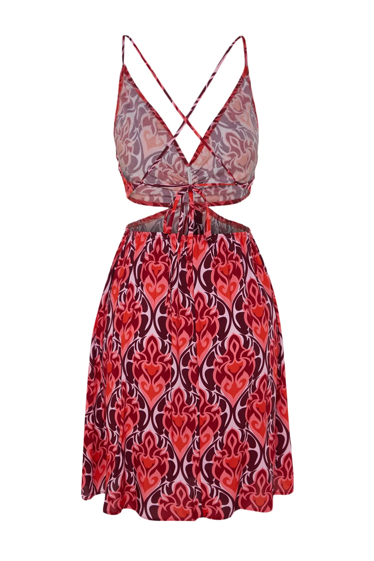 Trendyol Collection  Geblümtes, gewebtes Mini-Strandkleid mit Cut-out/Fensterausschnitt TBESS23EL00204
