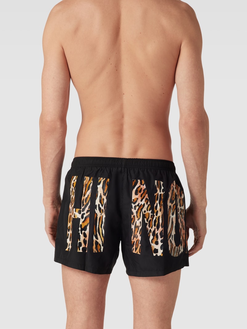 Badehose mit Logo-Print in schwarz