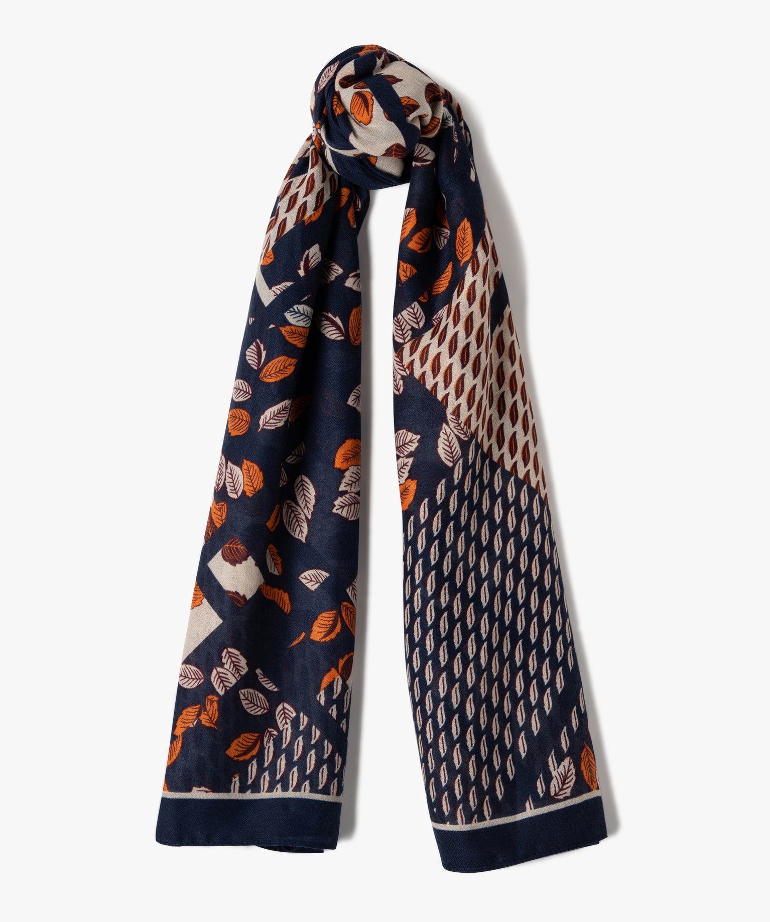 Foulard à motif feuillage femme bleu | GEMO