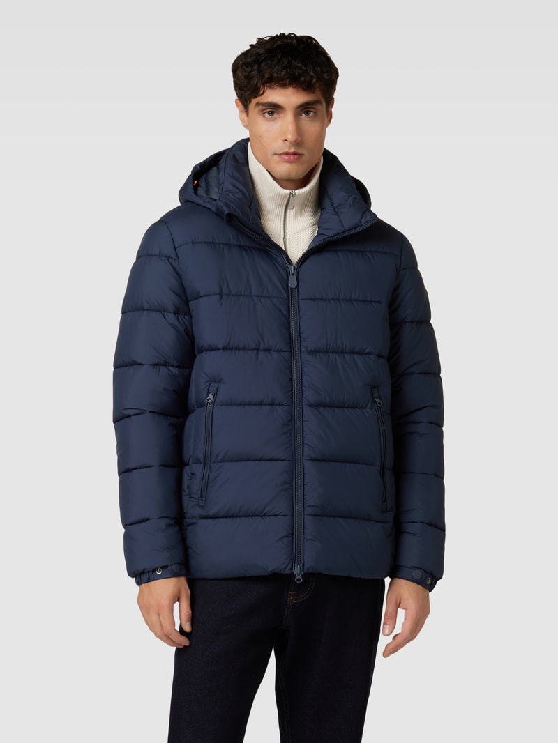 Steppjacke mit Label-Detail Modell 'BORIS' in marineblau