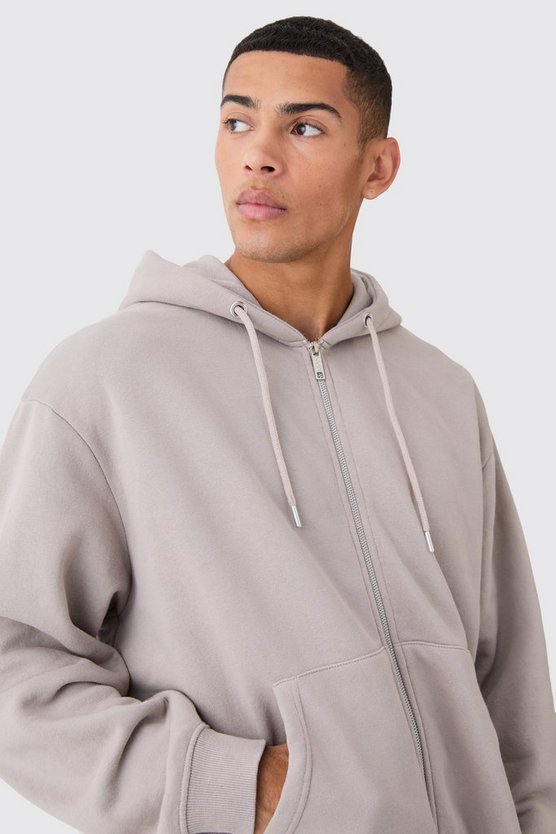 Kastiger Oversize Hoodie mit Reißverschluss und Acid-Waschung