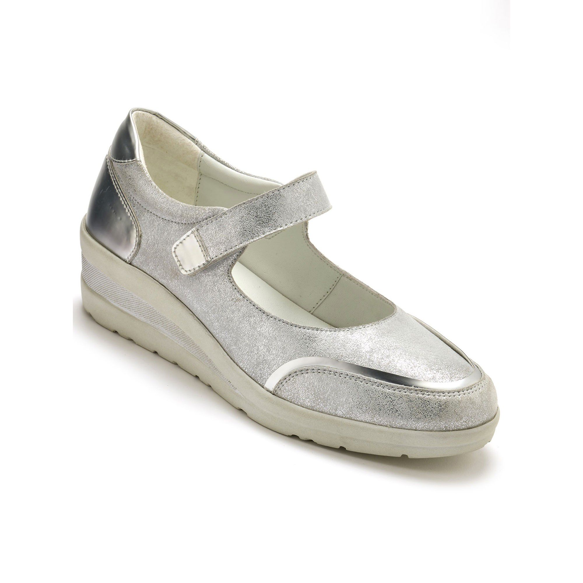 Babies scratchées compensées en cuir