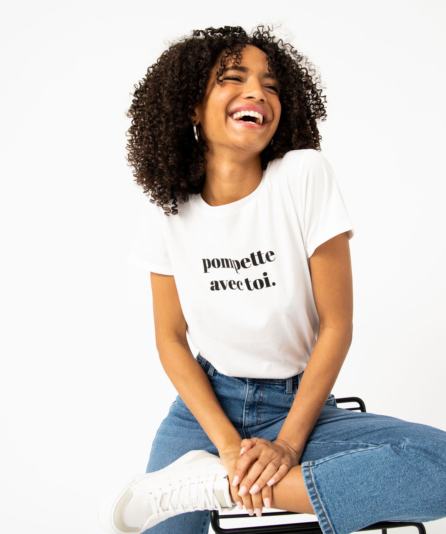 Tee-shirt à manches courtes avec message femme ecru | GEMO