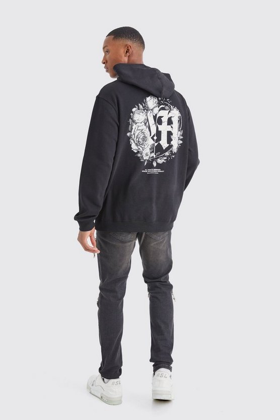 Oversize Hoodie mit Rosen-Print