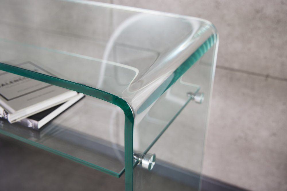 riess-ambiente Konsolentisch FANTOME 100cm transparent (Einzelartikel, 1-St), Wohnzimmer · Glas · eckig · mit Ablage · Modern Design