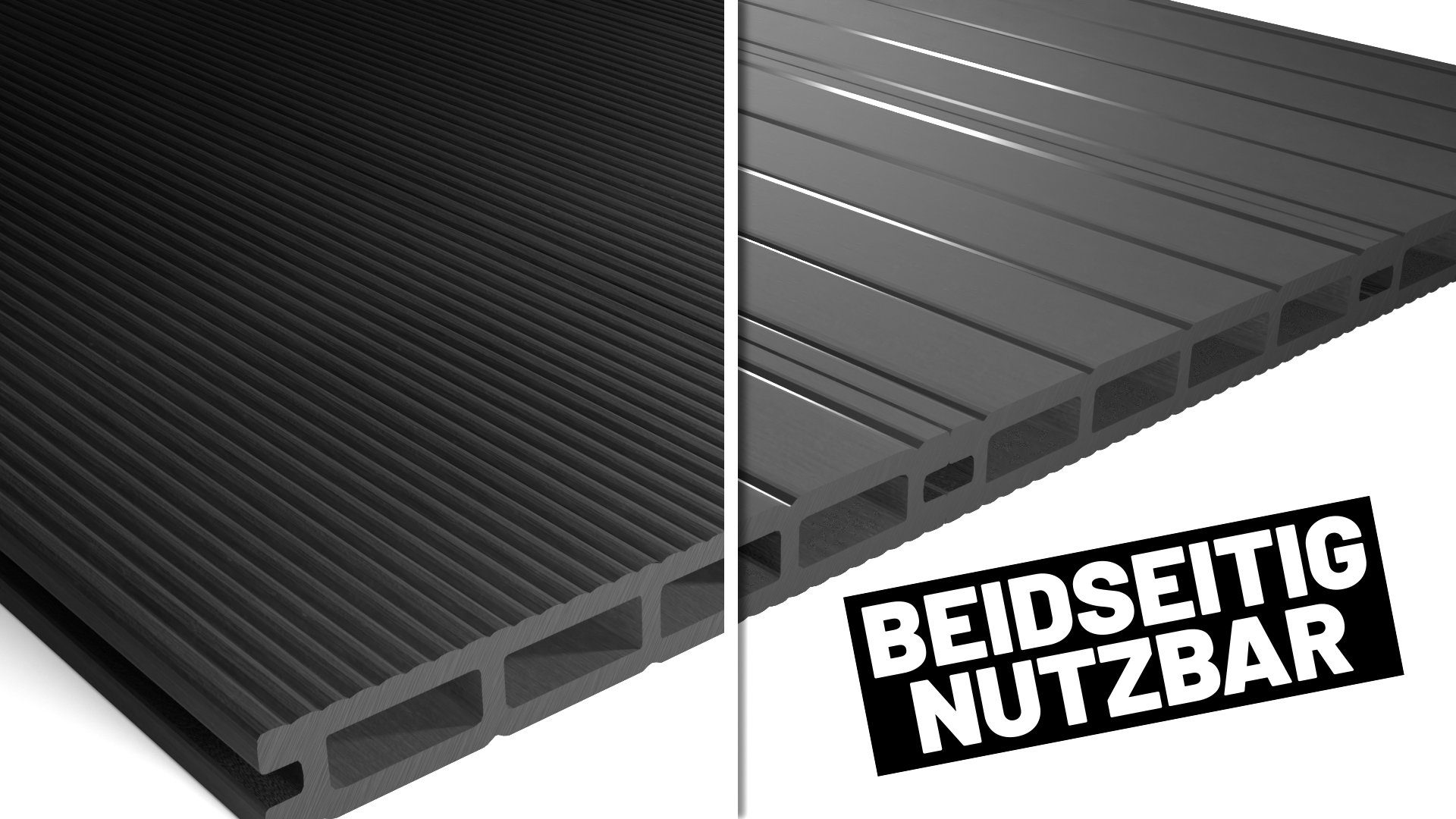 Endorphin Terrassendielen ® 18m² Anthrazit WPC Terrassendielen Komplettset