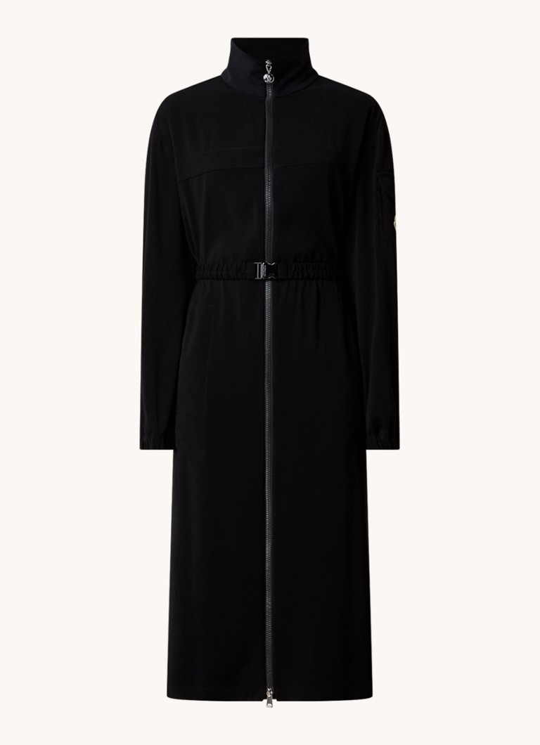 Moncler Abito satenska midi haljina s pojasom i balon rukavima