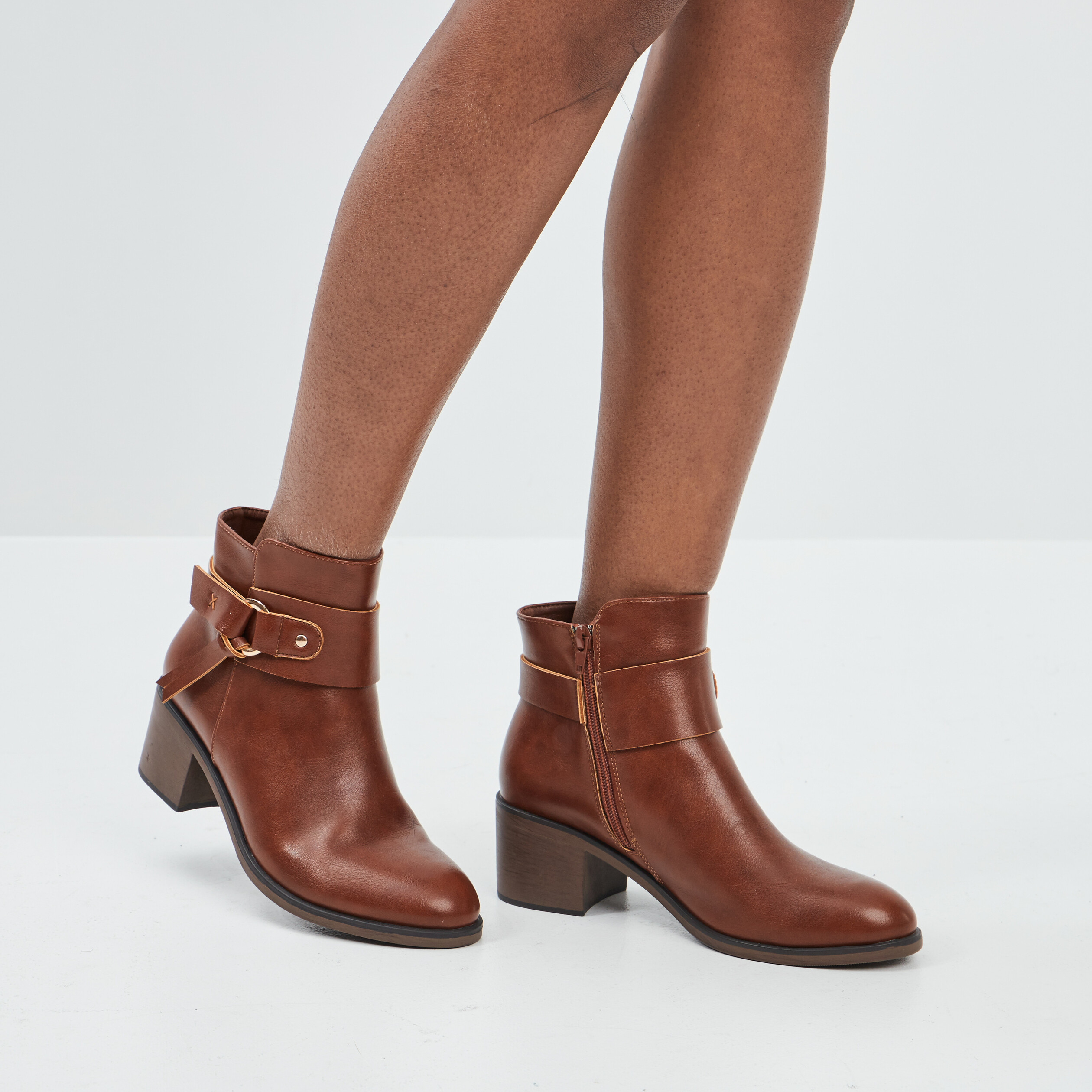 Bottines à talons carrés marron femme | La Halle