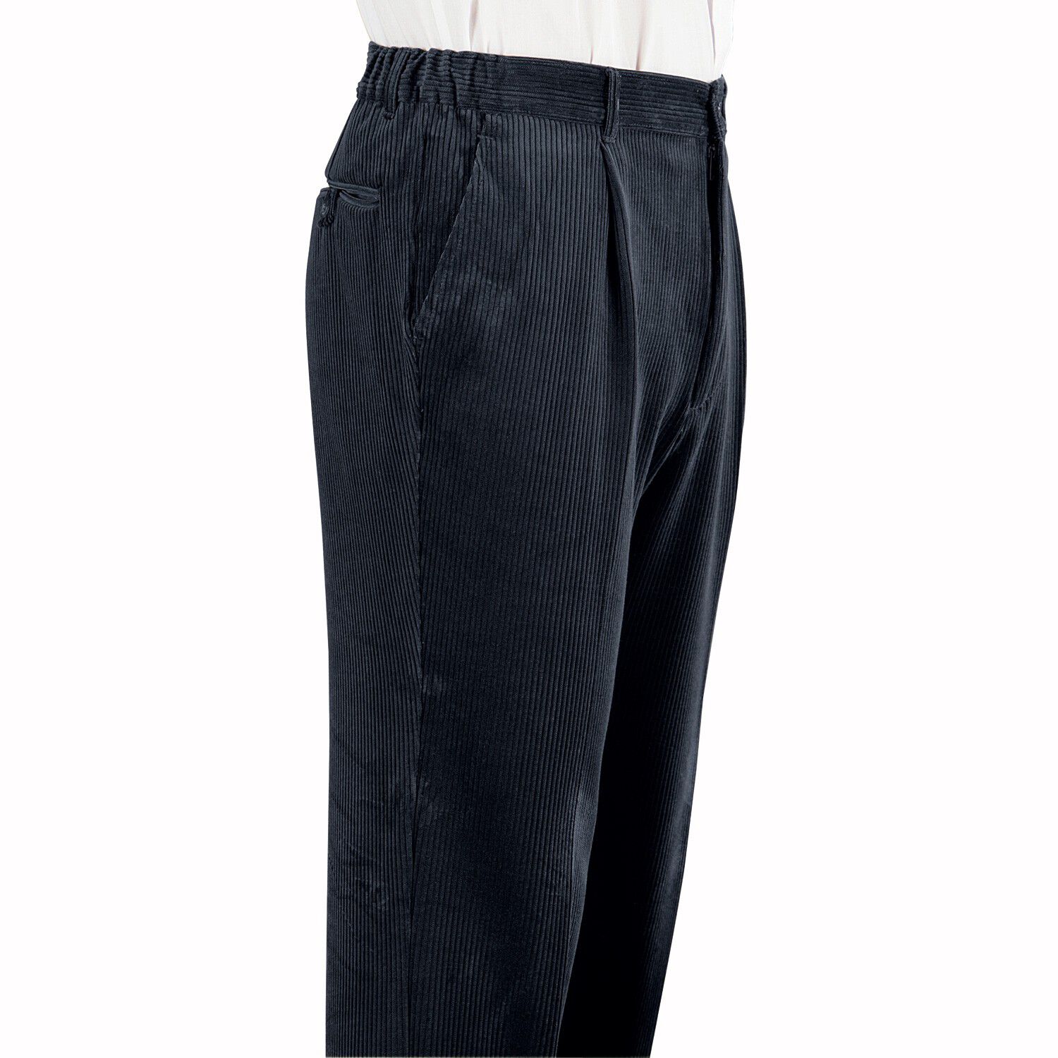Pantalon velours taille élastiquée à pinces
