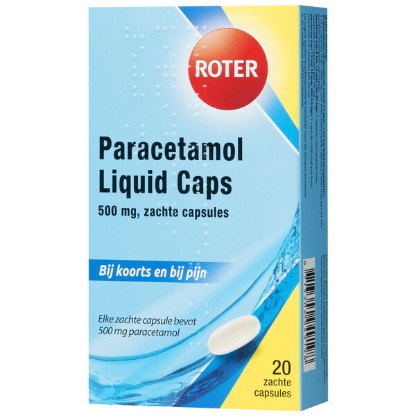 Roter Paracetamol 500 mg Liquid Caps Medicine - 20 capsules