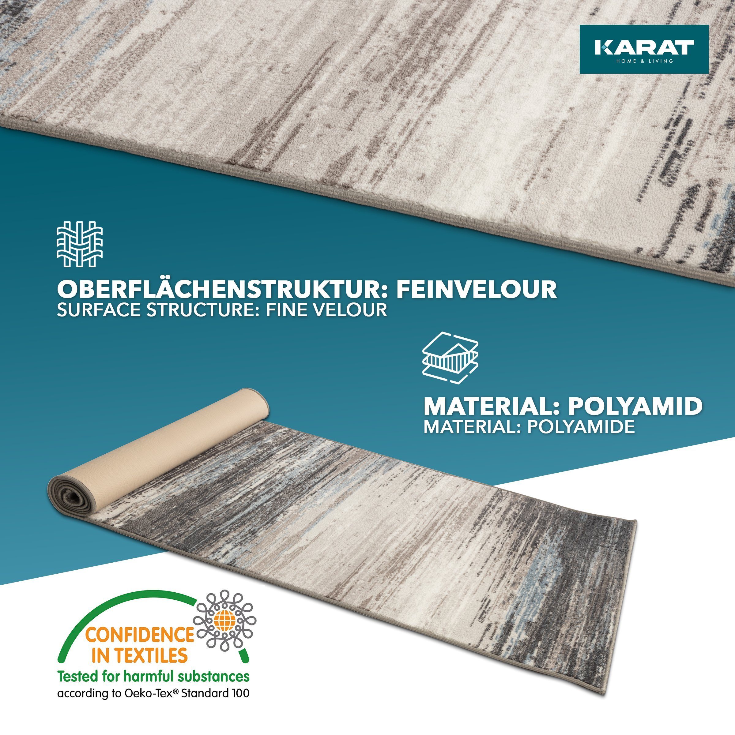 Designteppich Teppich-Läufer Archway, Karat, Rutschhemmend, Pflegeleicht