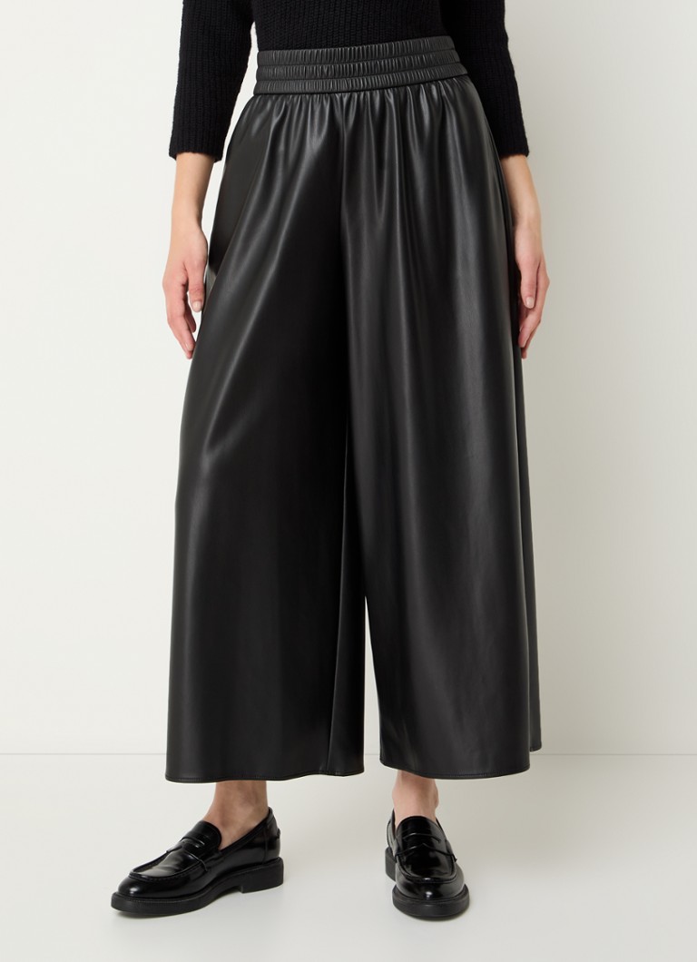 MaxMara Gennaro high waist wide fit cropped faux leather palazzo trousers with side pockets