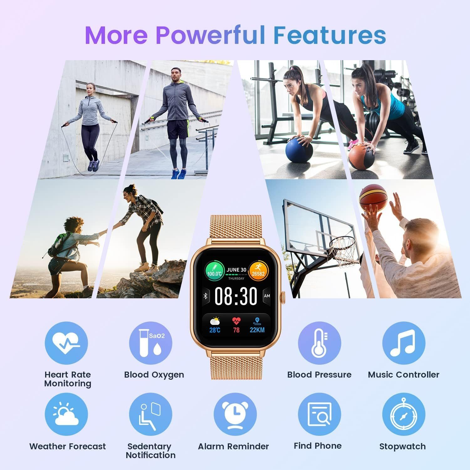 Mutoy Smartwatch, Damen Herren Smartwatch, Fitness Tracker Uhr Smartwatch (Fitnessuhr mit Telefonfunktion 1,69