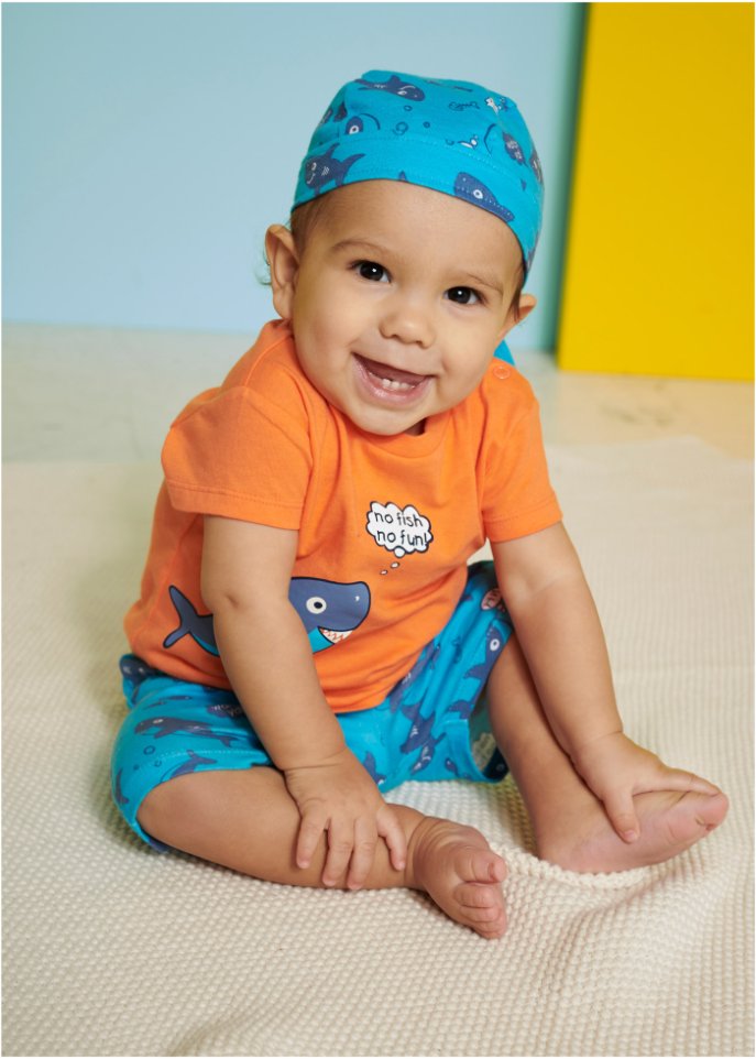 Baby T-Shirt + Bermuda + Bandana (3-tlg.) Bio-Baumwolle