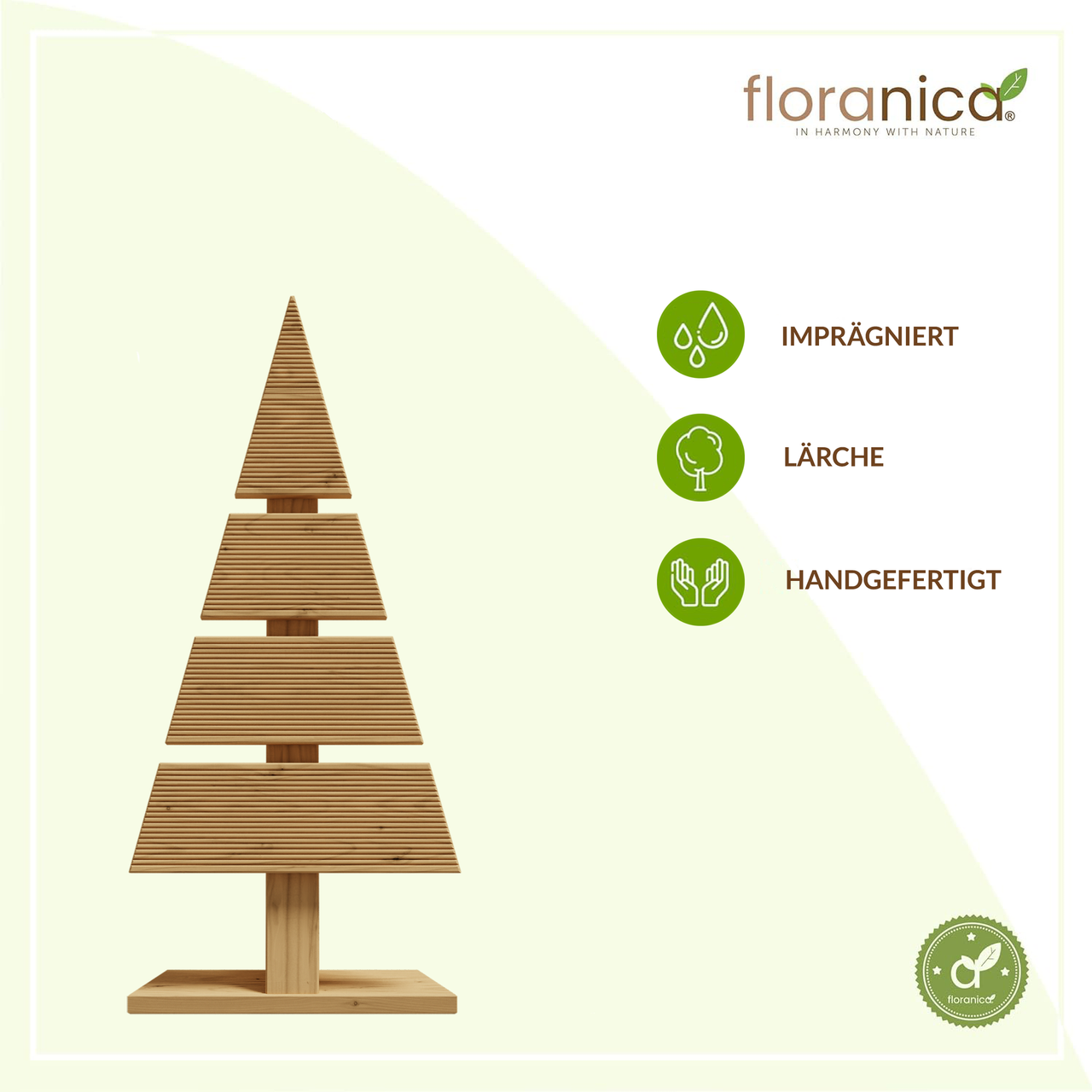 Pemicont Floranica Holz-Weihnachtsbaum DIY Dekobaum Tanne 60x27cm Weihnachtsdekoration Natur