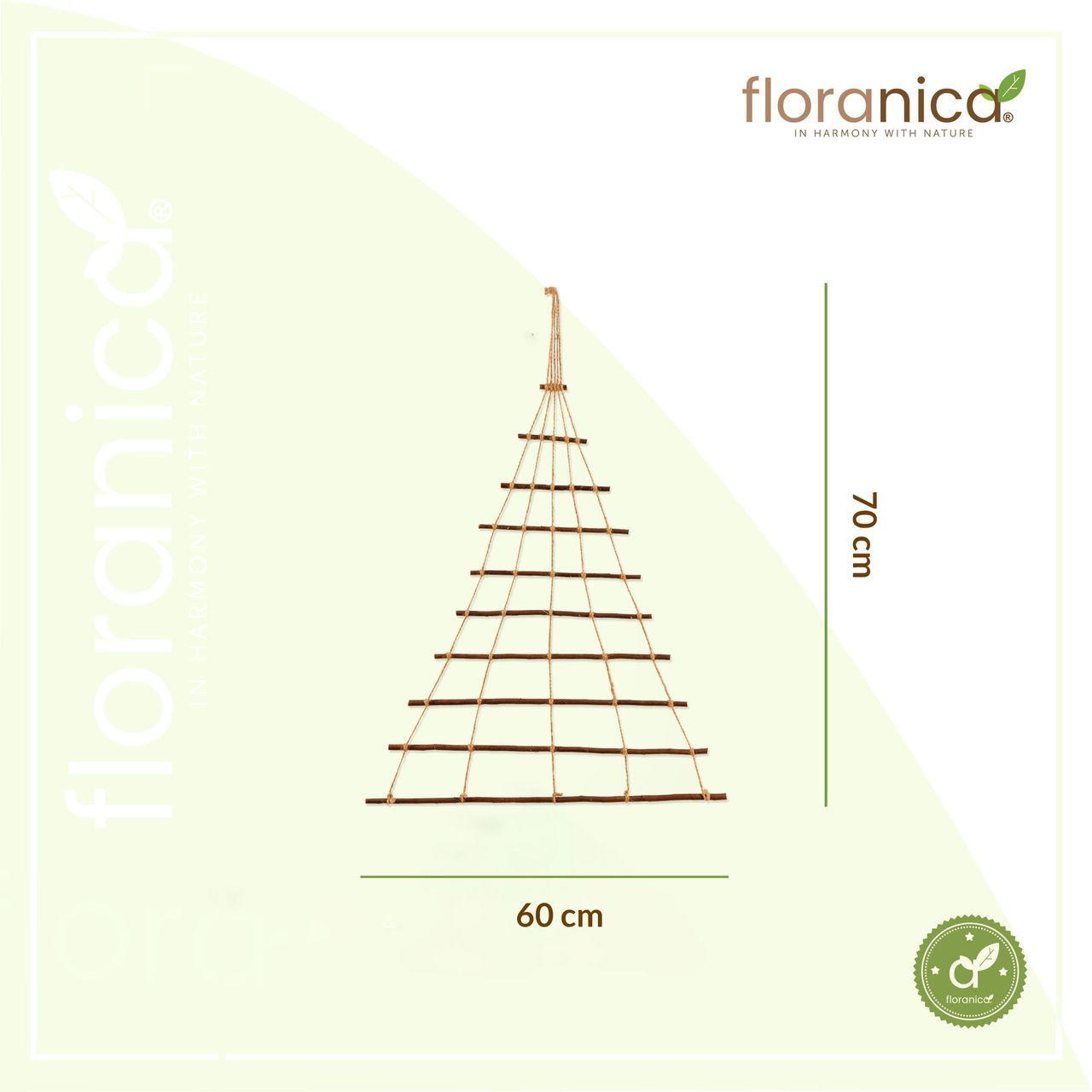 Pemicont Floranica Holzleiter für Adventskalender  60 x 70 cm - Holz Aufhängen von Weihnachtsschmuck
