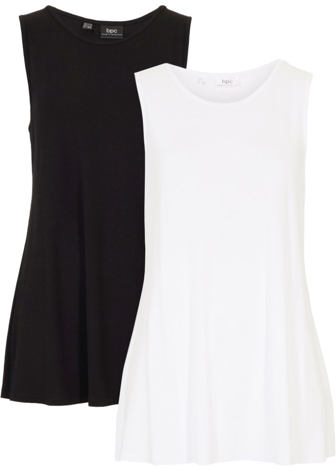 Viskose-Long-Tops, 2er- Pack