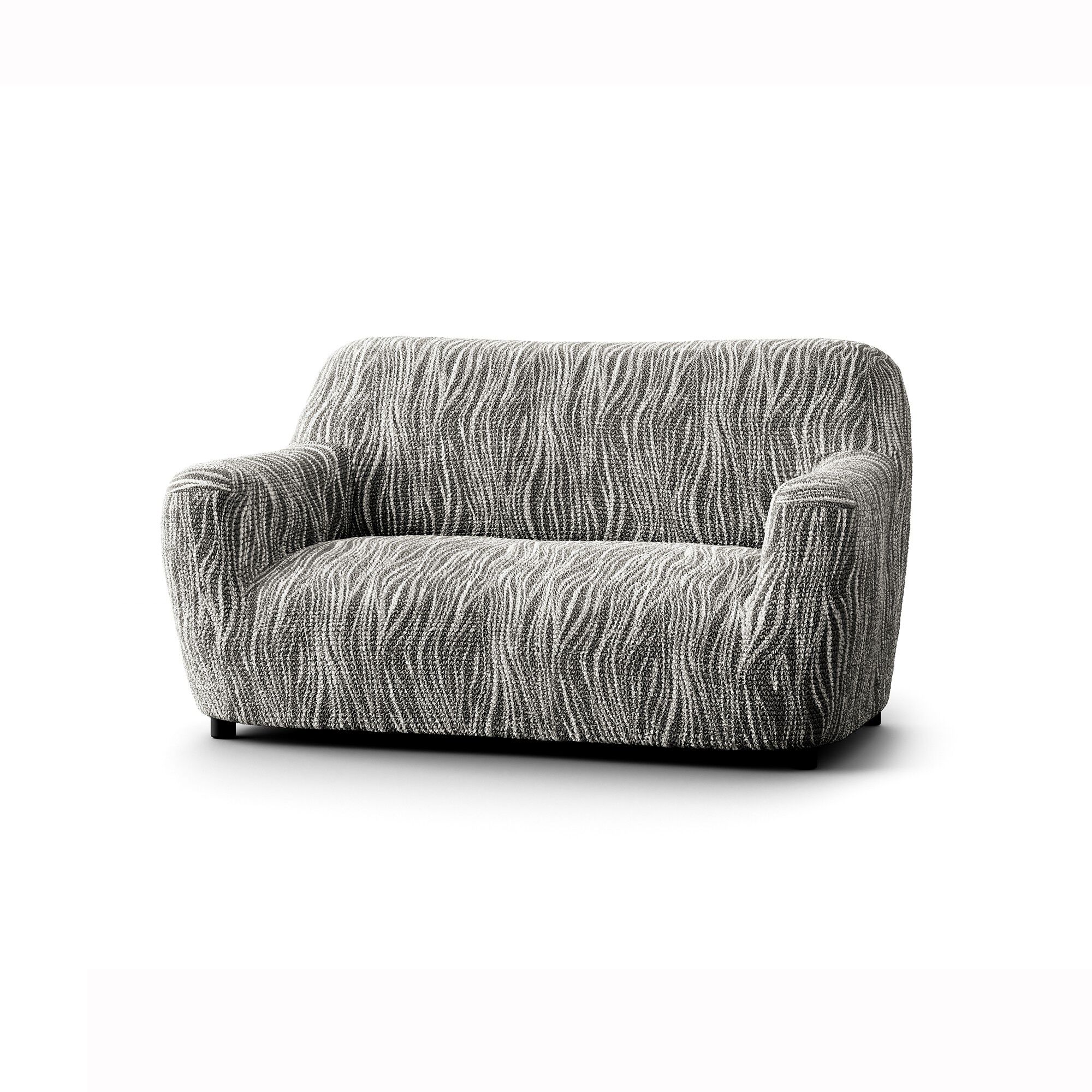 Housse bi-extensible microfibre imprimé vagues pour fauteuil et canapé