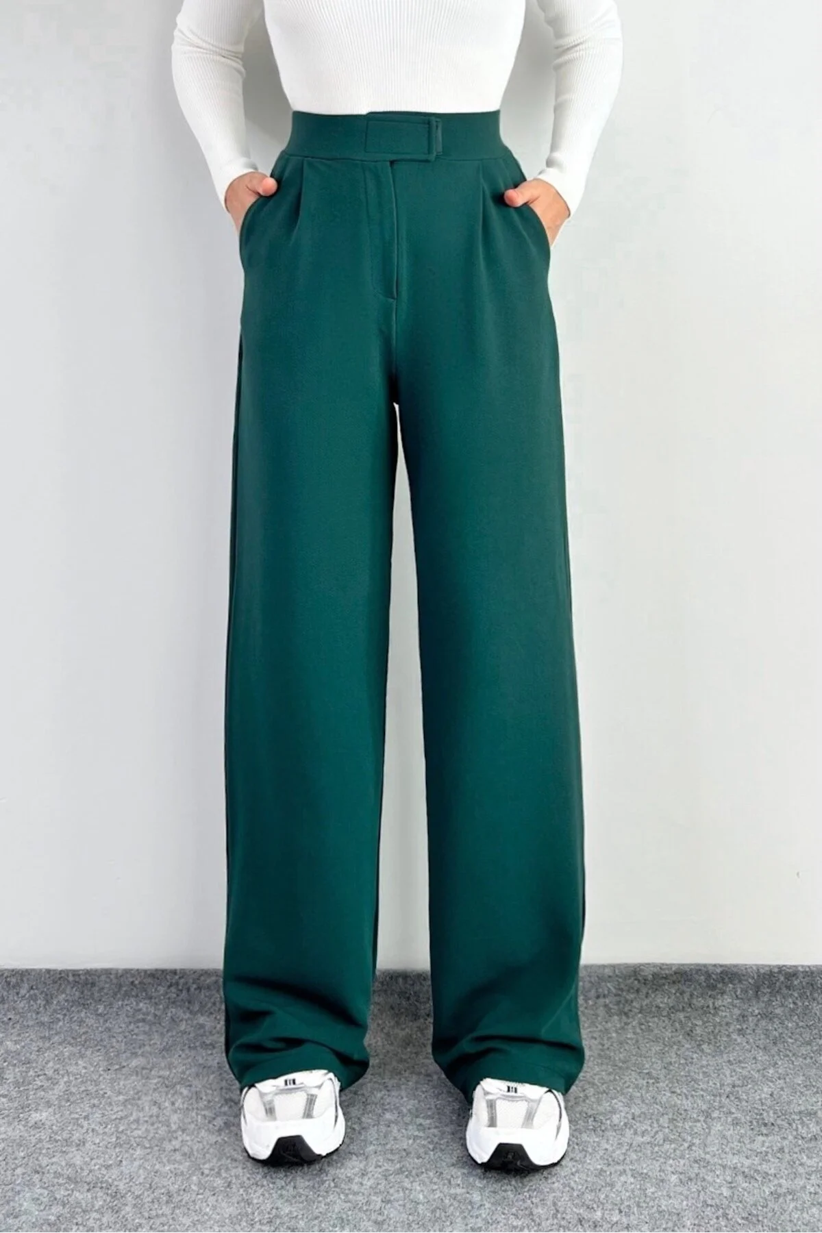 Ritnice  Line Lycra-Palazzohose für Damen mit Klettverschluss, smaragdgrün