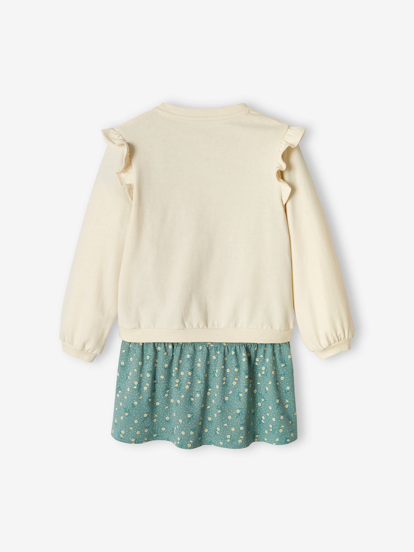 Vertbaudet Mädchen-Set: Kleid & Sweatjacke Oeko-Tex - smaragdgrün
