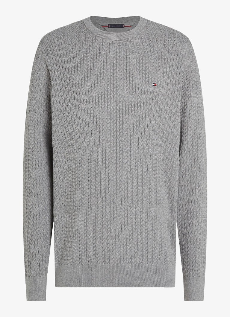 Tommy Hilfiger debel pleteni pulover s teksturom i logotipom
