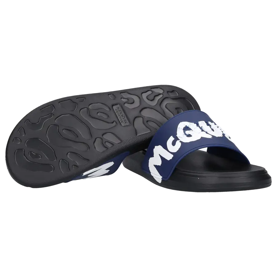 Alexander McQueen - Badeschuhe SLIDER Gummi - blau