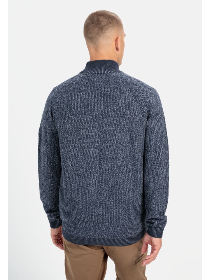 Camel Active Strickjacke mit Reißverschluss in Jeans Blau günstig kaufen