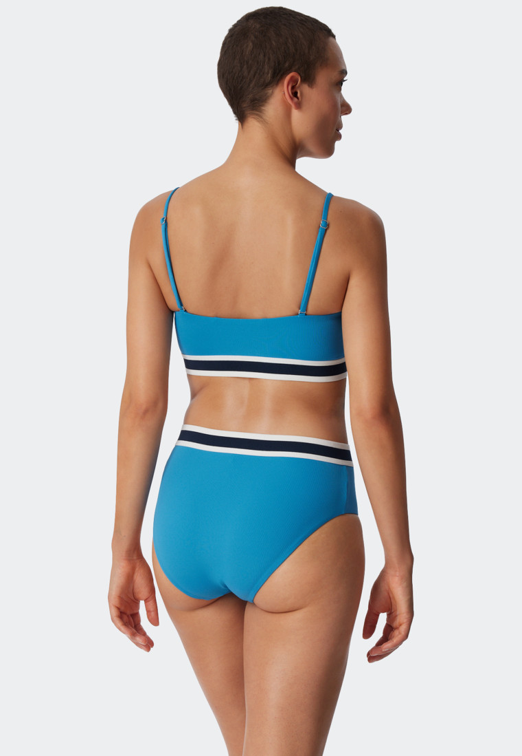 Bandeau Bikini-Set Softpads variable Träger Midi-Slip Ripp-Optik aquarium - Underwater