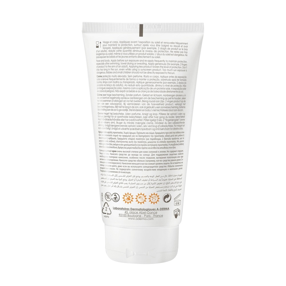 A-Derma PROTECT Crème très haute protection AD 5 0+ 150ml Crème solaire