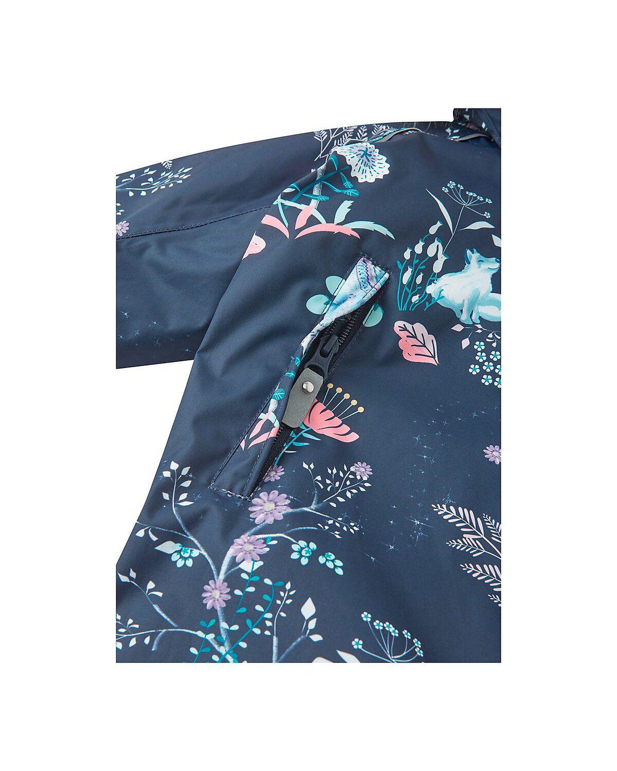 Schneeoverall Kapuze mit Fake Fur Fuchs Blumen