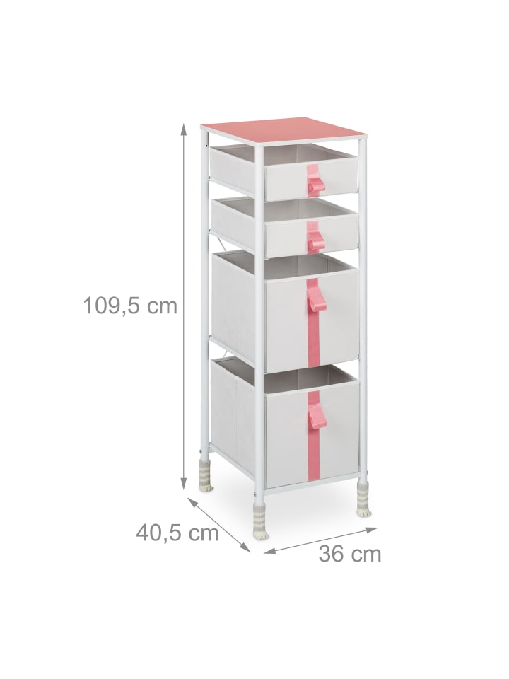 relaxdays Kinder-Kommode in Weiß/ Rosa - (B)36 x (H)109,5 x (T)40,5 cm günstig kaufen onesize