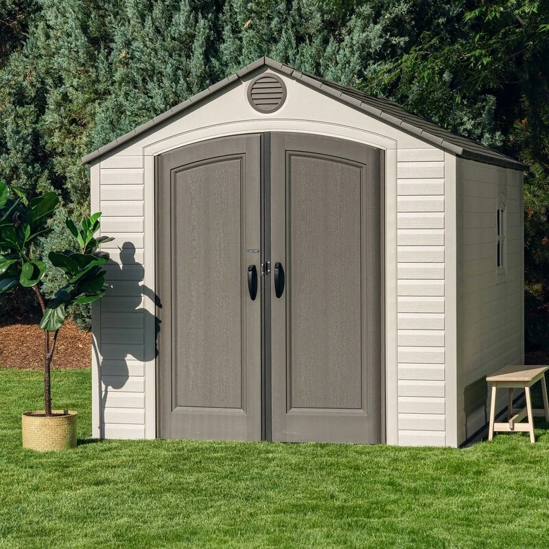 8' wide x 12.5' deep plastic storage shed